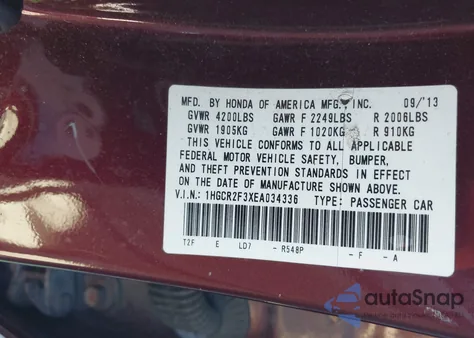 2014 Honda Accord Lx from USA, damaged, VIN 1HGCR2F3XEA034336